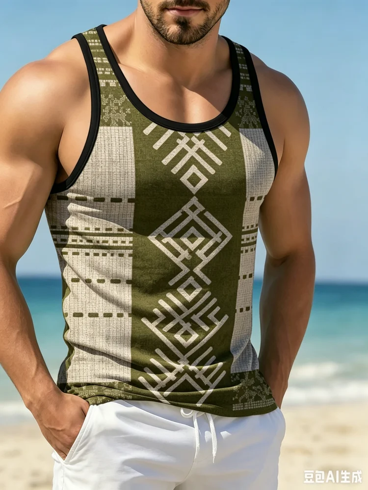 Men'S Ethnic Fashion Trends - 빈티지 에스닉 기하학 무늬 트라이벌 스플라이싱