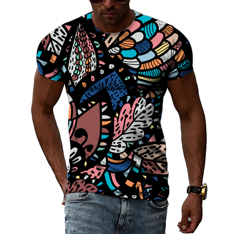 Men'S Ethnic Fashion Trends - 민족 다채로운 패턴 유니섹스 프린트 티셔츠,